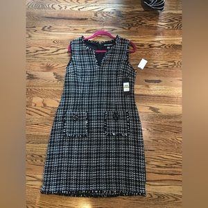 Karl Lagerfeld Black and White Tweed Dress with Front Pockets size 14